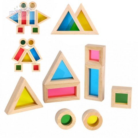 TOOKY TOY Drewniane Kolorowe Klocki Lustra Zestaw 8 el. TOOKY TOY Drewniane Kolorowe Klocki Lustra Zestaw 8 el.