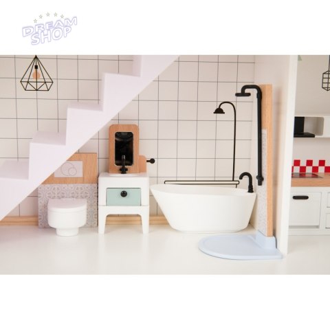 TOOKY TOY Duży Drewniany Domek dla Lalek + Figurki