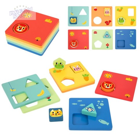TOOKY TOY Układanka Montessori Kształty i Kolory Zwierzątka 6 Planszy TOOKY TOY Układanka Montessori Kształty i Kolory Zwierzątka 6 Planszy