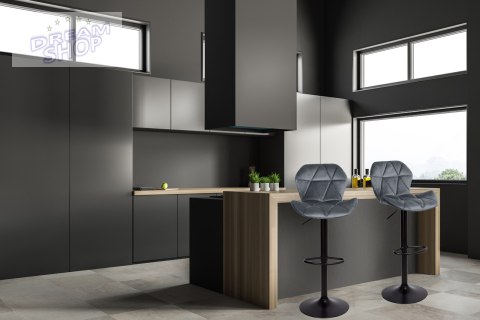 Krzesło barowe GORDON BLACK aksamitne grafitowe VELVET Krzesło barowe GORDON BLACK aksamitne grafitowe VELVET