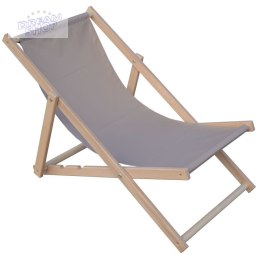Leżak plażowy składany drewniany szary Royokamp