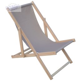 Leżak plażowy składany drewniany szary Royokamp