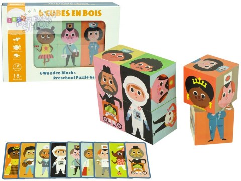 Drewniane Klocki Ułóż Postacie 6 Części Puzzle Kolorowe Drewniane Klocki Ułóż Postacie 6 Części Puzzle Kolorowe