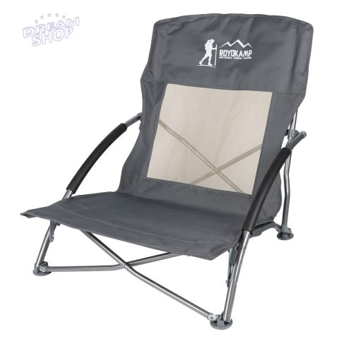 Fotel turystyczno plażowy z podłokietnikami 55x58x64 cm składany szary Fotel turystyczno plażowy z podłokietnikami 55x58x64 cm składany szary