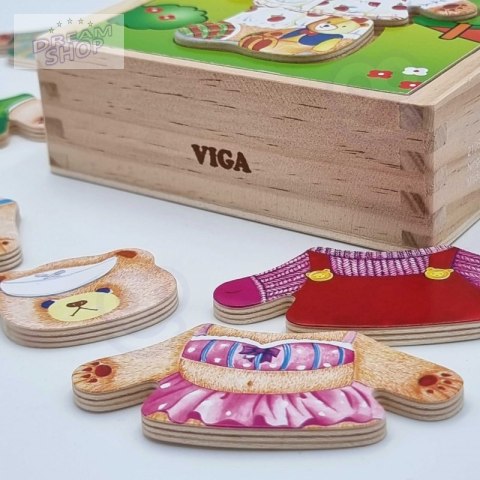 Viga Drewniana Układanka Logiczna Puzzle Ubierz Misia Dziewczynkę Viga Drewniana Układanka Logiczna Puzzle Ubierz Misia Dziewczynkę