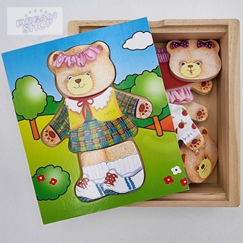 Viga Drewniana Układanka Logiczna Puzzle Ubierz Misia Dziewczynkę Viga Drewniana Układanka Logiczna Puzzle Ubierz Misia Dziewczynkę