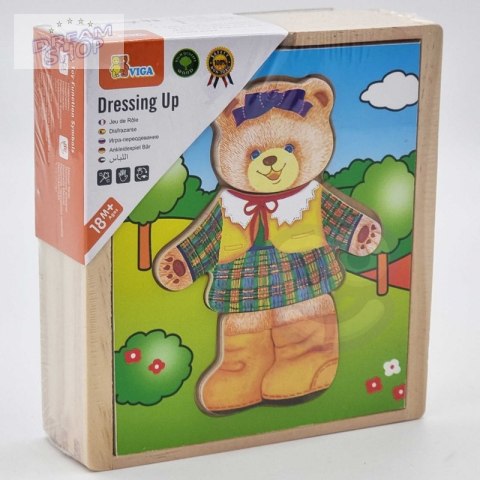 Viga Drewniana Układanka Logiczna Puzzle Ubierz Misia Dziewczynkę Viga Drewniana Układanka Logiczna Puzzle Ubierz Misia Dziewczynkę