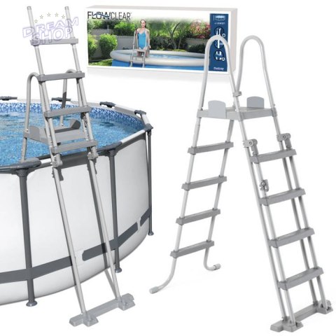 Bestway bezpieczna antypoślizgowa metalowa Drabinka do basenu 132cm 58332 Bestway bezpieczna antypoślizgowa metalowa Drabinka do basenu 132cm 58332