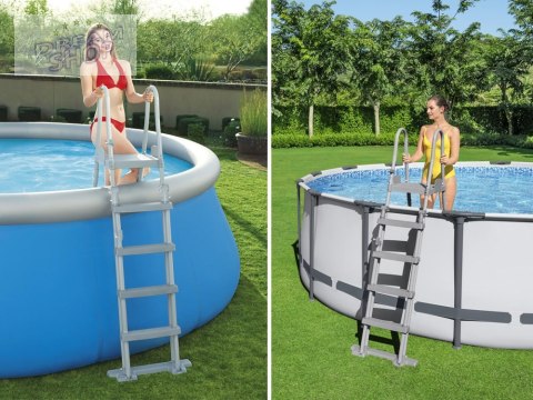Bestway bezpieczna antypoślizgowa metalowa Drabinka do basenu 132cm 58332 Bestway bezpieczna antypoślizgowa metalowa Drabinka do basenu 132cm 58332
