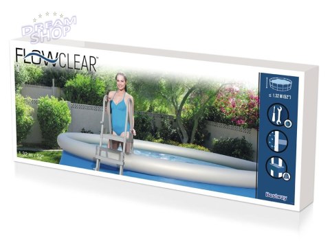 Bestway bezpieczna antypoślizgowa metalowa Drabinka do basenu 132cm 58332 Bestway bezpieczna antypoślizgowa metalowa Drabinka do basenu 132cm 58332
