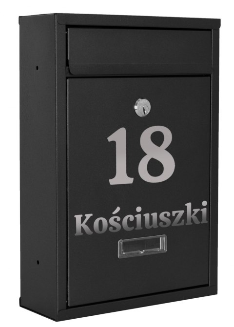 Skrzynka na listy GUSTAV czarna z napisem