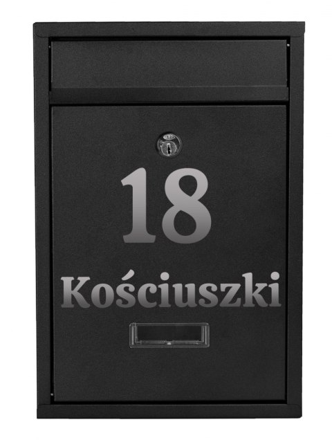 Skrzynka na listy GUSTAV czarna z napisem