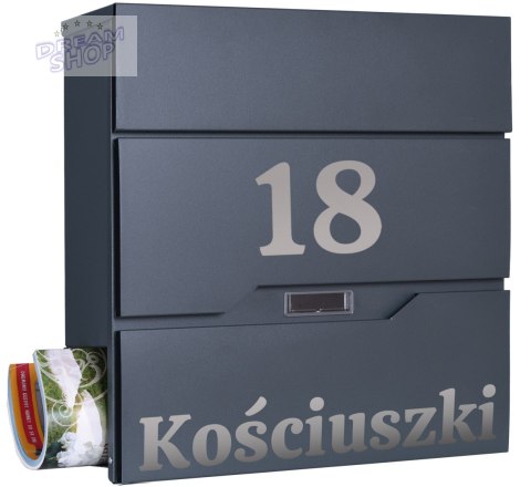 Skrzynka na listy VIDAR antracyt z napisem Skrzynka na listy VIDAR antracyt z napisem