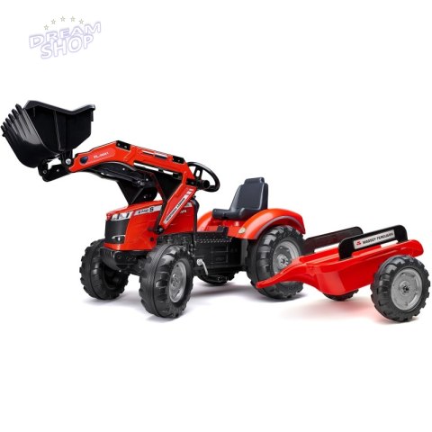 FALK Traktor Massey Ferguson Czerwony na Pedały z Przyczepką od 3 Lat FALK Traktor Massey Ferguson Czerwony na Pedały z Przyczepką od 3 Lat