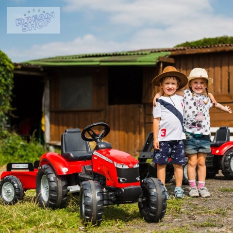 FALK Traktor Massey Ferguson Czerwony na Pedały z Przyczepką od 3 Lat FALK Traktor Massey Ferguson Czerwony na Pedały z Przyczepką od 3 Lat