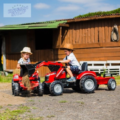 FALK Traktor Massey Ferguson Czerwony na Pedały z Przyczepką od 3 Lat FALK Traktor Massey Ferguson Czerwony na Pedały z Przyczepką od 3 Lat