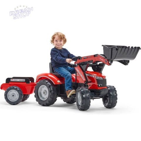 FALK Traktor Massey Ferguson Czerwony na Pedały z Przyczepką od 3 Lat FALK Traktor Massey Ferguson Czerwony na Pedały z Przyczepką od 3 Lat