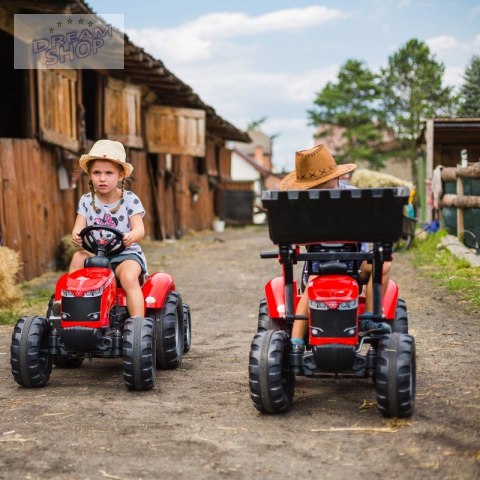 FALK Traktor Massey Ferguson Czerwony na Pedały z Przyczepką od 3 Lat FALK Traktor Massey Ferguson Czerwony na Pedały z Przyczepką od 3 Lat