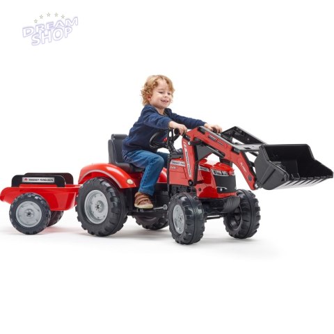FALK Traktor Massey Ferguson Czerwony na Pedały z Przyczepką od 3 Lat FALK Traktor Massey Ferguson Czerwony na Pedały z Przyczepką od 3 Lat