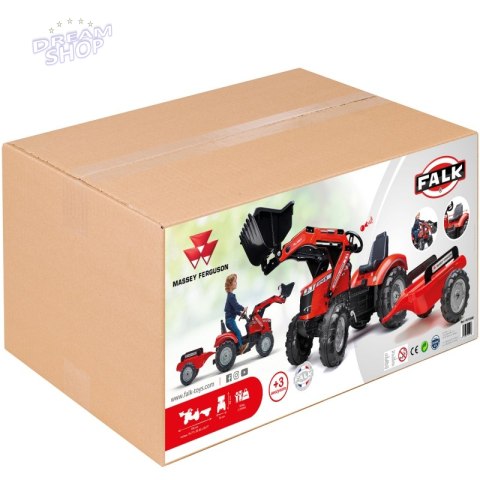 FALK Traktor Massey Ferguson Czerwony na Pedały z Przyczepką od 3 Lat FALK Traktor Massey Ferguson Czerwony na Pedały z Przyczepką od 3 Lat