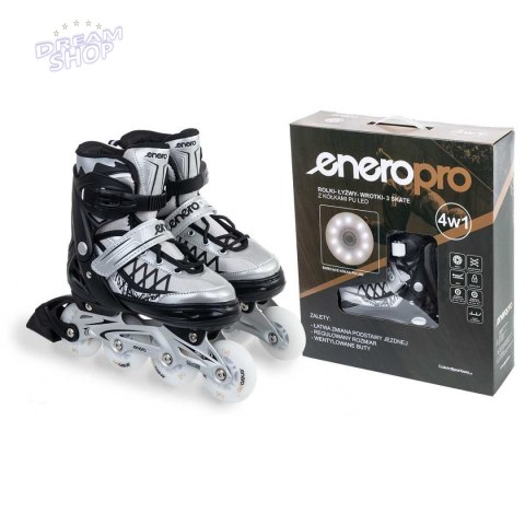 Łyżworolki - wrotki - łyżwy 4 w 1 ENERO PRO LED roz.M 30 -33 Szare