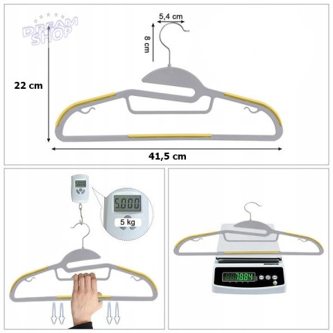 Wieszak ubraniowy FLEXI komplet 20 sztuk szaro-żółty Wieszak ubraniowy FLEXI komplet 20 sztuk szaro-żółty
