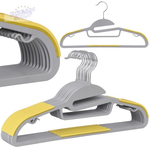 Wieszak ubraniowy FLEXI komplet 20 sztuk szaro-żółty Wieszak ubraniowy FLEXI komplet 20 sztuk szaro-żółty
