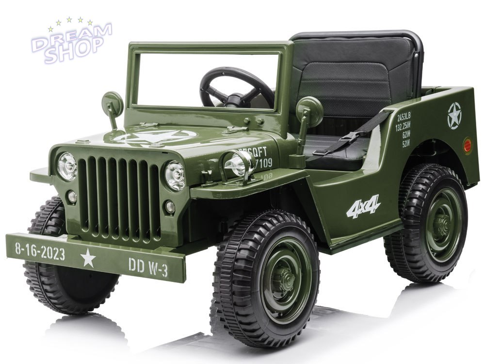Wojskowe Auto na akumulator Willys + pilot PA0263 Wojskowe Auto na akumulator Willys + pilot PA0263