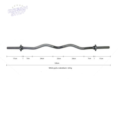 Gryf Lekko Łamany 120 cm Eb Fit Fi25 Gryf Lekko Łamany 120 cm Eb Fit Fi25