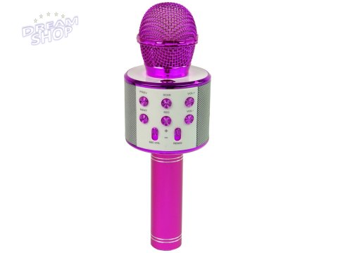Mikrofon Bezprzewodowy USB Głośnik Nagrywanie Karaoke Model WS-858 Różowy