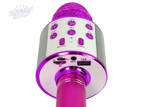 Mikrofon Bezprzewodowy USB Głośnik Nagrywanie Karaoke Model WS-858 Różowy