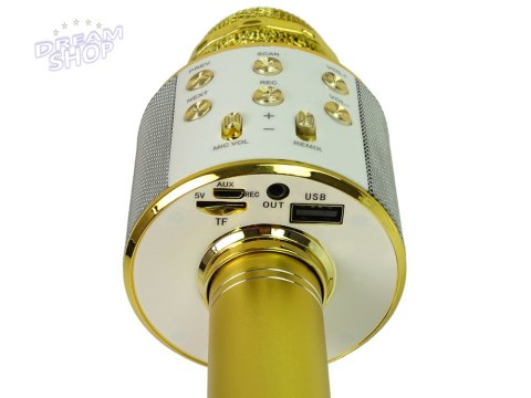 Mikrofon Bezprzewodowy USB Głośnik Nagrywanie Karaoke Model WS-858 Złoty