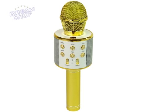 Mikrofon Bezprzewodowy USB Głośnik Nagrywanie Karaoke Model WS-858 Złoty