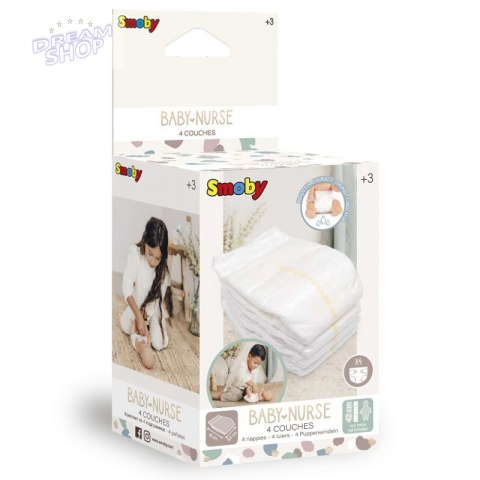 SMOBY Baby Nurse Pieluszki Pampersy 4szt dla lalki SMOBY Baby Nurse Pieluszki Pampersy 4szt dla lalki