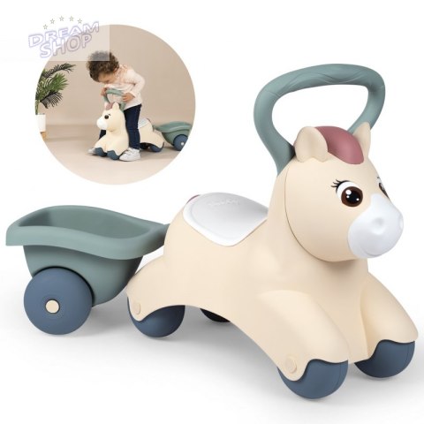 SMOBY Little Pierwszy Jeżdzik Pony Ride-On Kucyk z Przyczepką