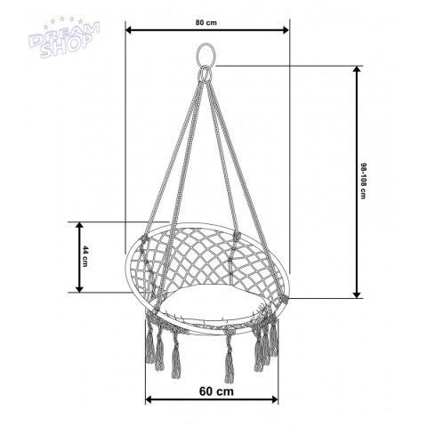 Hamak bocianie gniazdo fotel wiszący Huśtawka 80x60cm z poduszką Hamak bocianie gniazdo fotel wiszący Huśtawka 80x60cm z poduszką