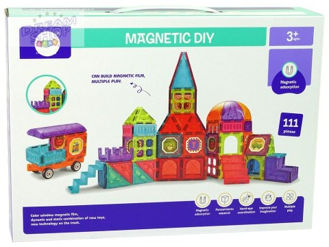 Magnetyczne Klocki Bloczki 111 Elementów 3D Zamek Schodki Magnetyczne Klocki Bloczki 111 Elementów 3D Zamek Schodki