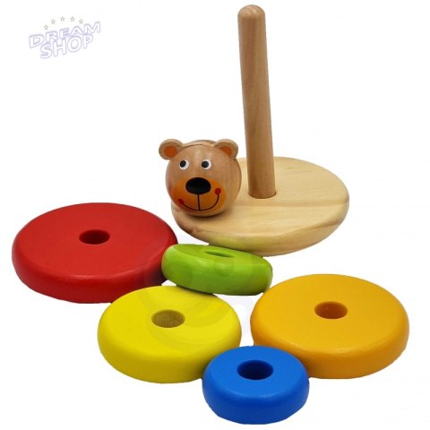 TOOKY TOY Drewniana Układanka Piramidka Miś TOOKY TOY Drewniana Układanka Piramidka Miś