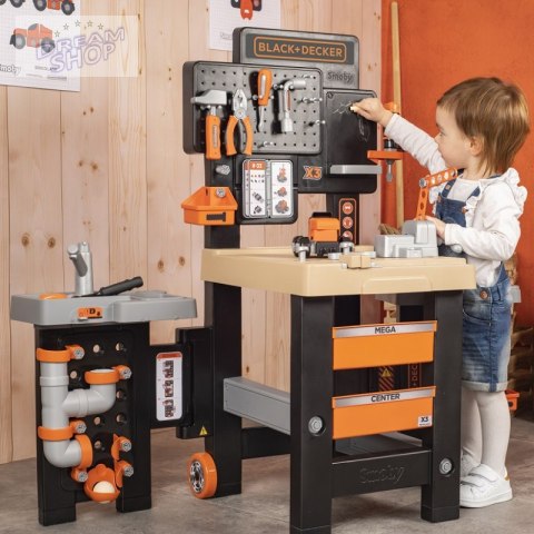 SMOBY Black&Decker Mega Warsztat Hydraulik Malarz 3w1 100 Akcesorii SMOBY Black&Decker Mega Warsztat Hydraulik Malarz 3w1 100 Akcesorii