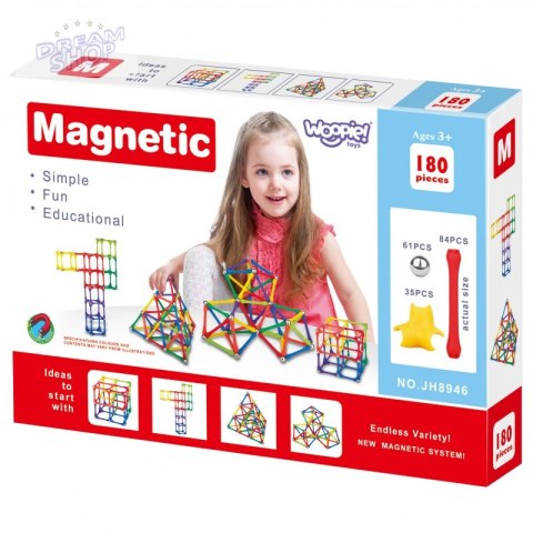 WOOPIE Klocki Magnetyczne Konstrukcyjne Układanka Kreatywna 180 el. WOOPIE Klocki Magnetyczne Konstrukcyjne Układanka Kreatywna 180 el.