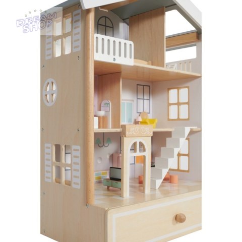 Classic World Duży Drewniany Domek dla Lalek 2 Figurki NATURALNE DREWNO 28 el. Classic World Duży Drewniany Domek dla Lalek 2 Figurki NATURALNE DREWNO 28 el.