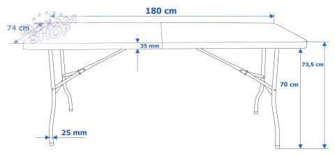 Stół cateringowy FETA BLACK składany w walizkę - 180 cm Stół cateringowy FETA BLACK składany w walizkę - 180 cm