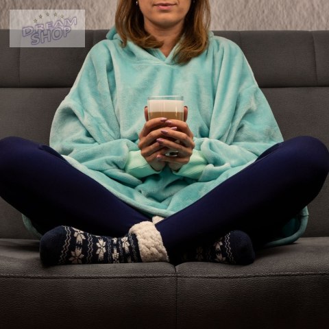 Bluzair Bluza Koc z Kapturem XXL Ciepła Miętowy