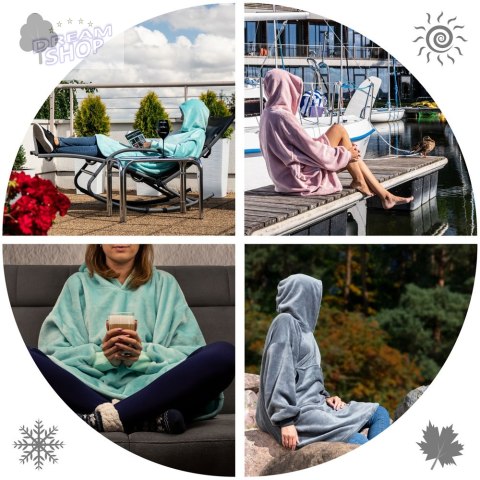 Bluzair Bluza Koc z Kapturem XXL Ciepła Różowy 4w1 Bluzair Bluza Koc z Kapturem XXL Ciepła Różowy 4w1
