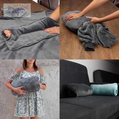 Bluzair Bluza Koc z Kapturem XXL Ciepła Różowy 4w1 Bluzair Bluza Koc z Kapturem XXL Ciepła Różowy 4w1