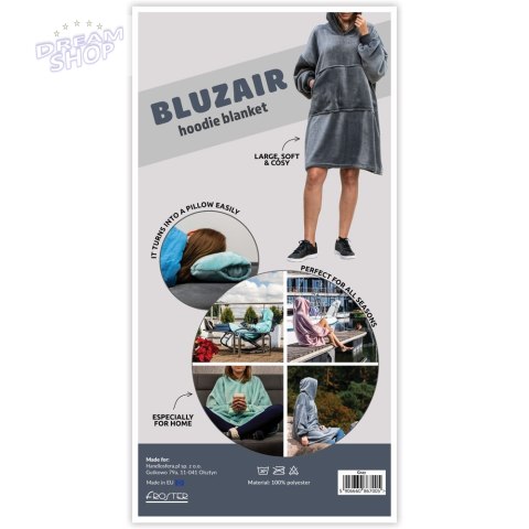 Bluzair Bluza Koc z Kapturem XXL Ciepła Różowy 4w1 Bluzair Bluza Koc z Kapturem XXL Ciepła Różowy 4w1