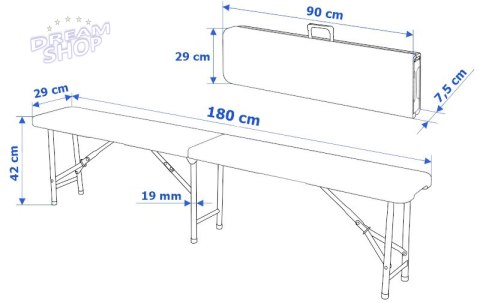 Ławka cateringowa składana w walizkę 180 cm czarna Ławka cateringowa składana w walizkę 180 cm czarna