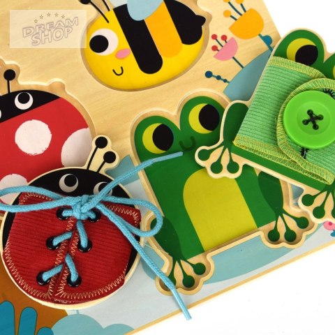 Tooky Toy Drewniana Tablica Edukacyjna Sorter Trening Ćwiczenia Sznurek Guzik Klamerka Tooky Toy Drewniana Tablica Edukacyjna Sorter Trening Ćwiczenia Sznurek Guzik Klamerka