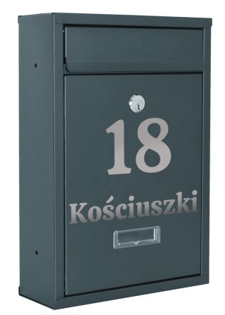 Skrzynka na listy GUSTAV antracyt z napisem
