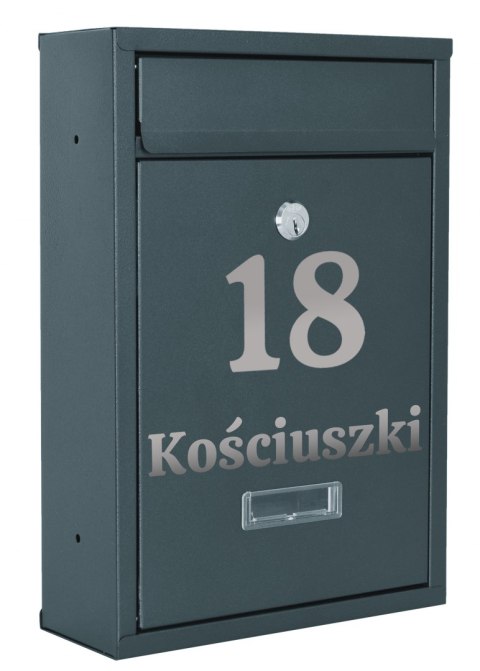 Skrzynka na listy GUSTAV antracyt z napisem